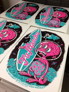 Screen printed gig poster for Fu Manchu at Flex Wien by Michael Hacker