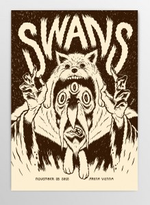 Screen printed gig poster for Swans at Arena Wien by Michael Hacker