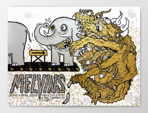 Gig poster for The Melvins by Michael Hacker and Shawn Knight