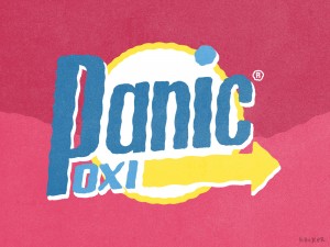Hand lettered Panic Oxi detergent by Michael Hacker